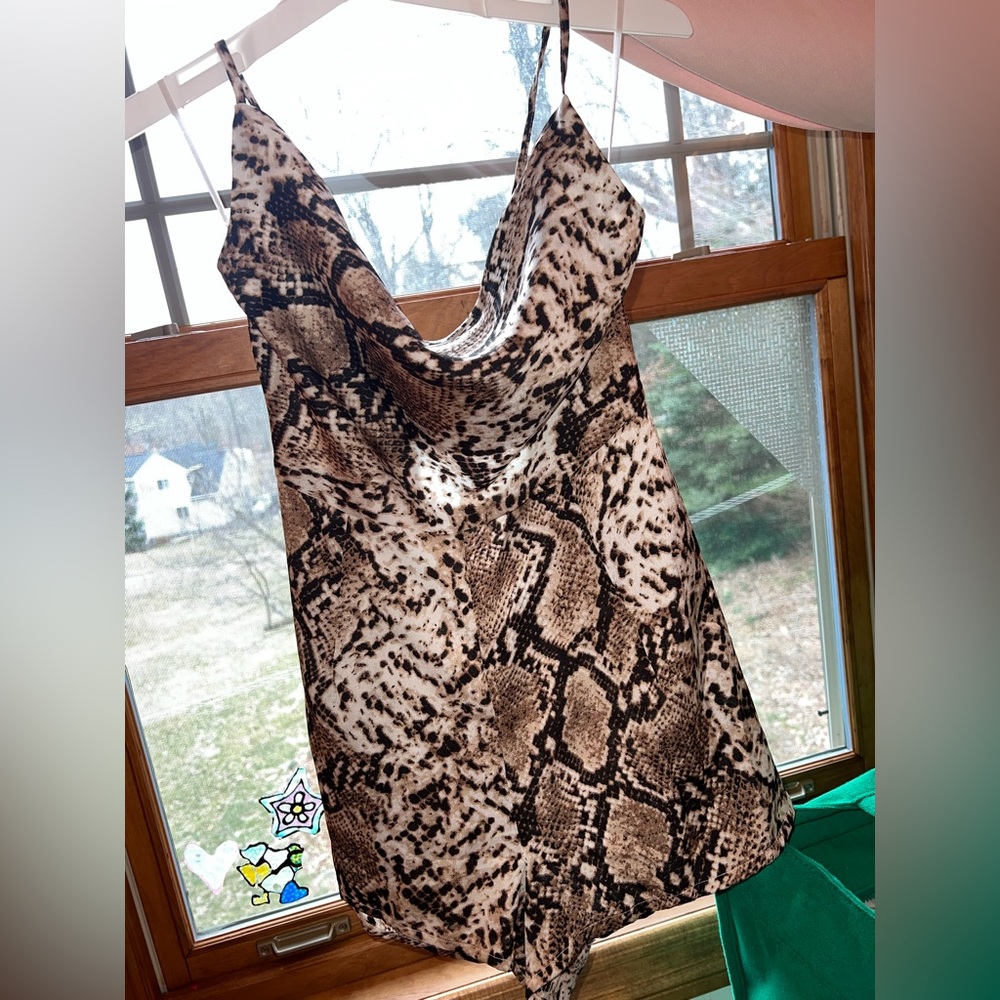 nasty gal snake print Cowell neck romper